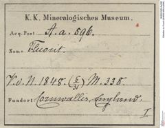 Etiketten zu Fluorit (NHMW-MIN-Aa596)